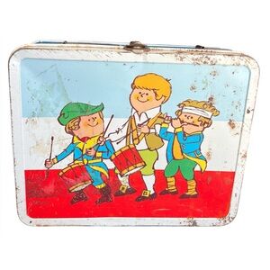 Bicentennial Lunchbox 1976 Ohio Art Vintage Metal Patriotic Drummer Kids USA HTF